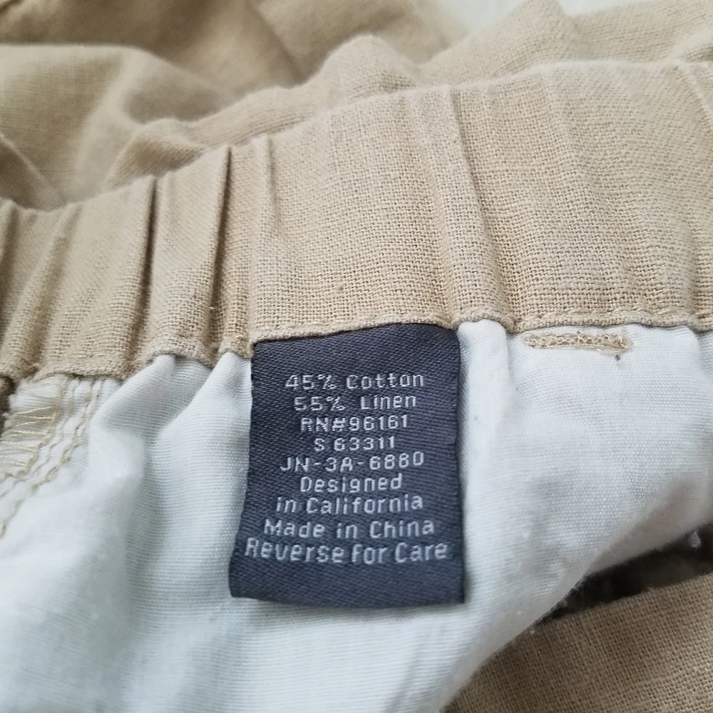 Be Bop Women's Sz 15 Linen Blend Khaki Shorts Paperbag Cuffed
